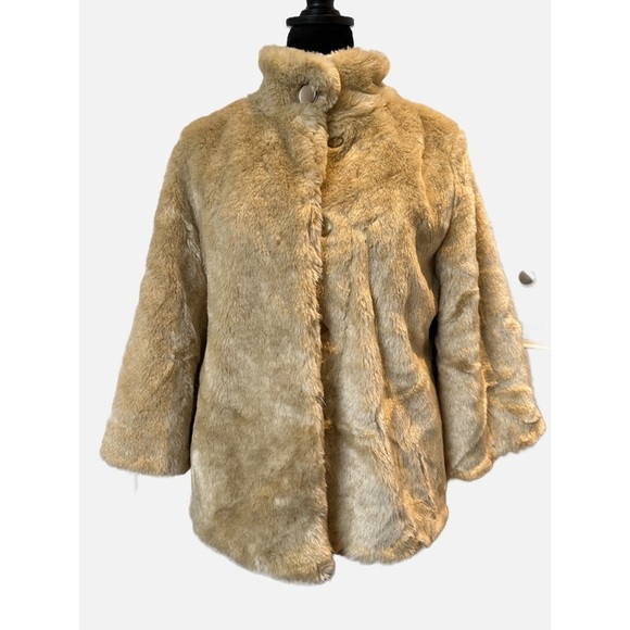 Tulle soft and plush coat in beige size medium - Picture 2 of 5